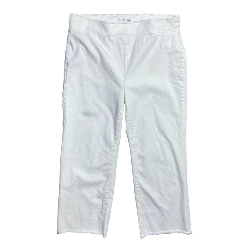 Loft White Leggings Jegging High-Rise Wide-Leg Raw Edge Size 10 (Read Notes)